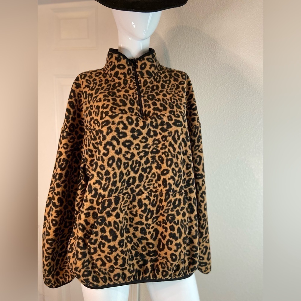 No Boundaries~Animal Print 1/2 Zip Pullover~Kangaroo Front Pocket~Size XXL/2XG - Picture 9 of 10